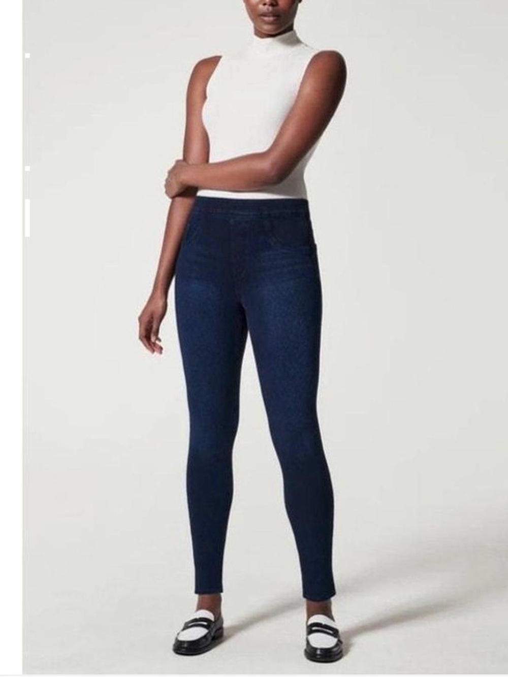 SPANX Jean-ish Ankle Leggings Dark Wash Pull-On Skinny Jeans Size M